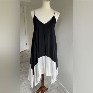 Stella Jamie black and white silk satin midi dress. Size M.